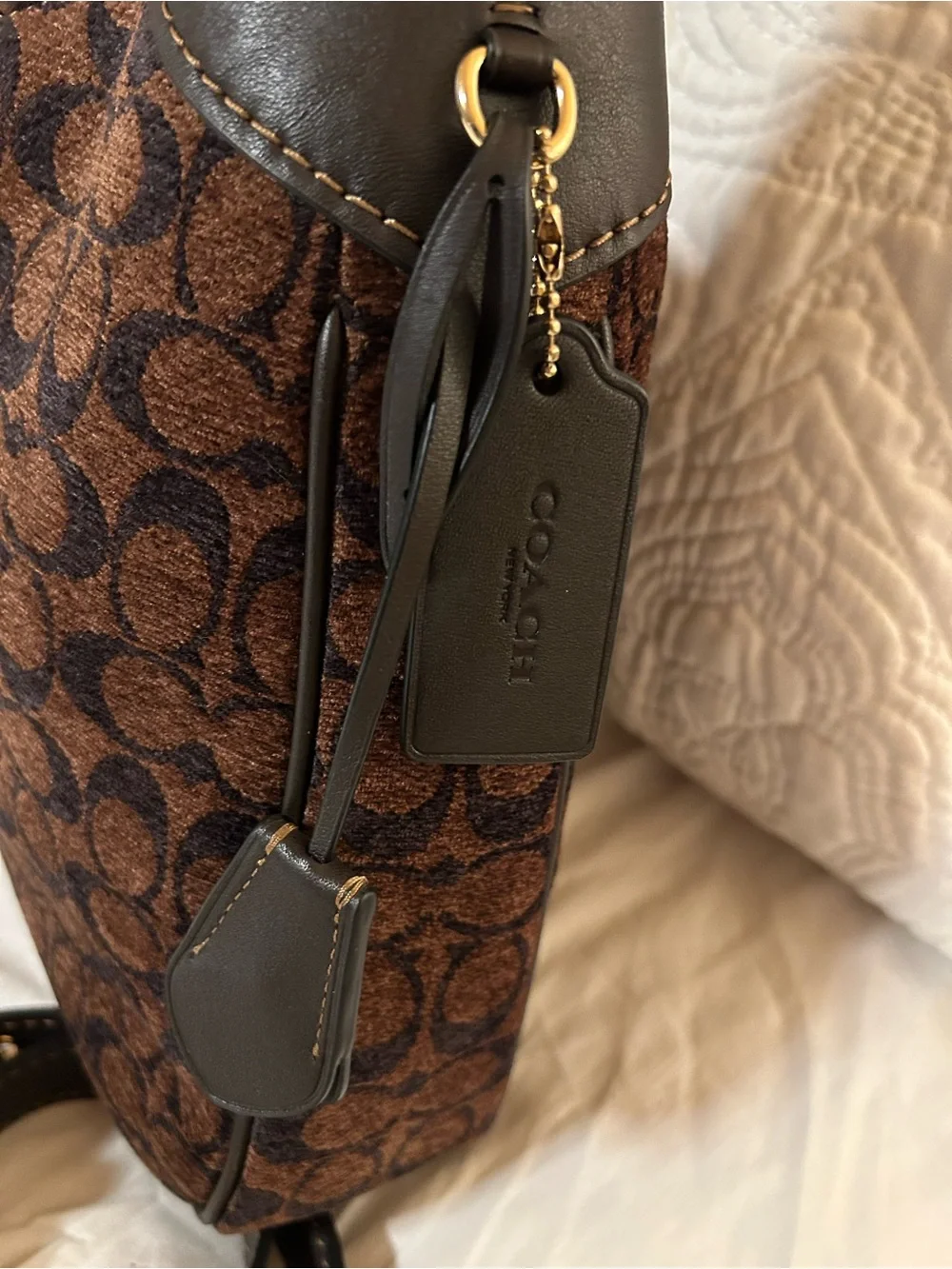 Coach Brown Signature Canvas Shoulder Bag with Wallet and Strap